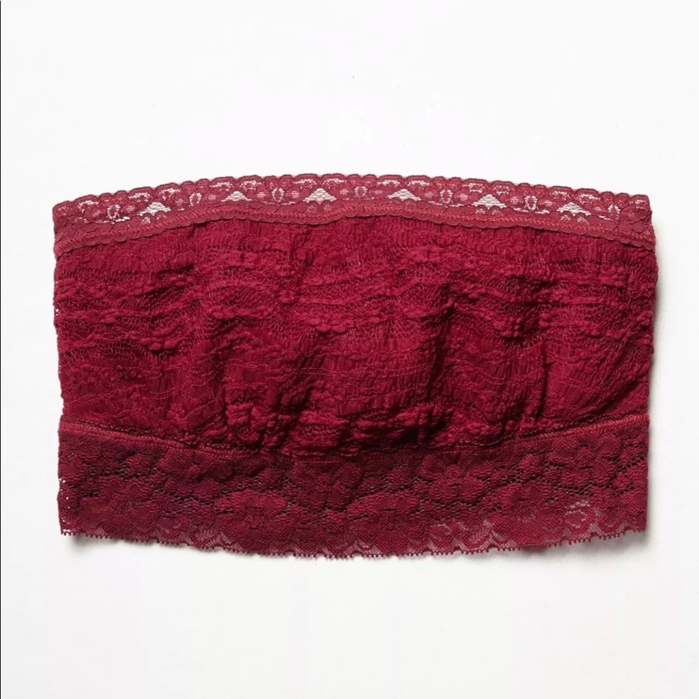 Free People Boysenberry Red Lace Bandeau Bra S, Like New!